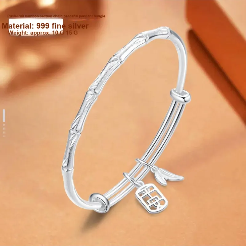 U state Sterling Silver Bangle 999 Fine Silver Women's-3
