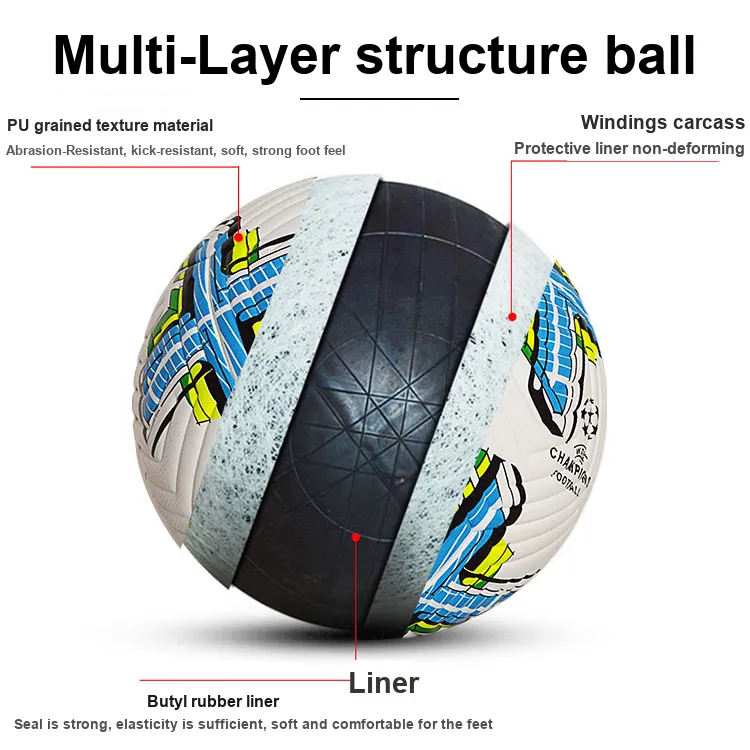 WADE Size 5 Ball Soccer PU Seamless Thermal bonding Unisex-5