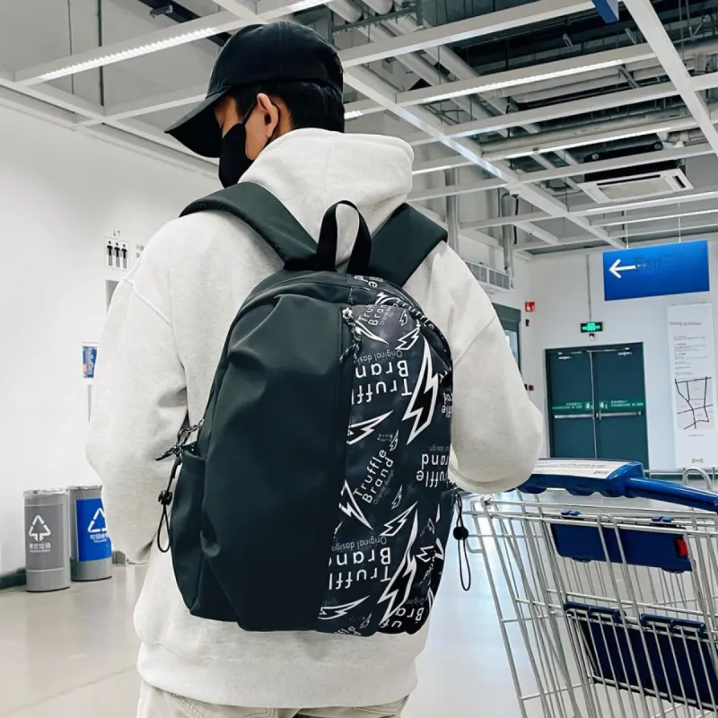 HCXK Nylon Backpack Unisex Black/White/Gray-5