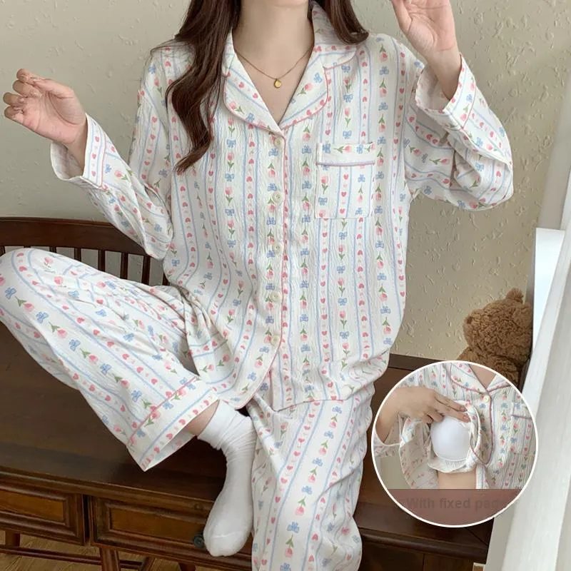 CAIHENGTONG Pajama Set Women's Heart Floral-2