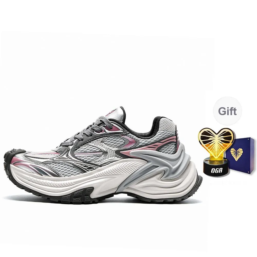 OGR Cushioning Rebound Slip Resistant Low Top HOKA Training Running Shoes Women's Gray Pink OG Pink
