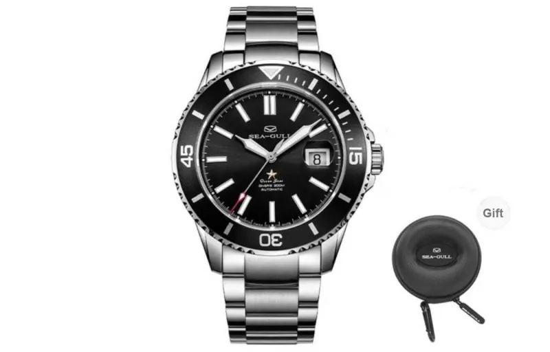 Sea Gull Ocean Automatic Mechanical Movement Steel Strap Watch Men's Watches Black Dial-1