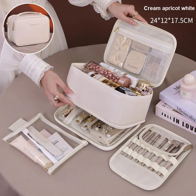 MUYAXUAN Niche Design Double Layer Portable Cosmetics Storage Bag-1