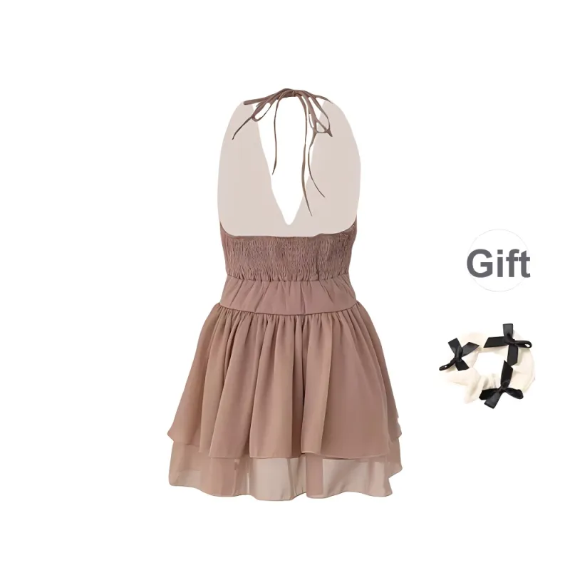 TURN UP Slip Dress Women's Dusty Pink Includes Bowknot Hair Tie-1