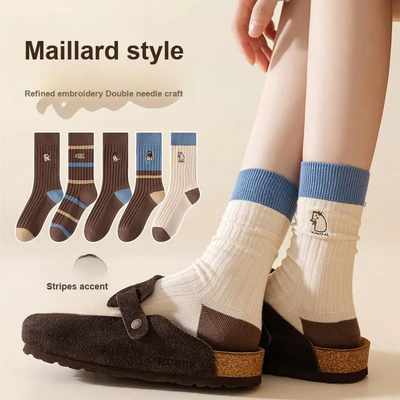 JIAZINI Mid Calf Socks Women's Combo Set-18