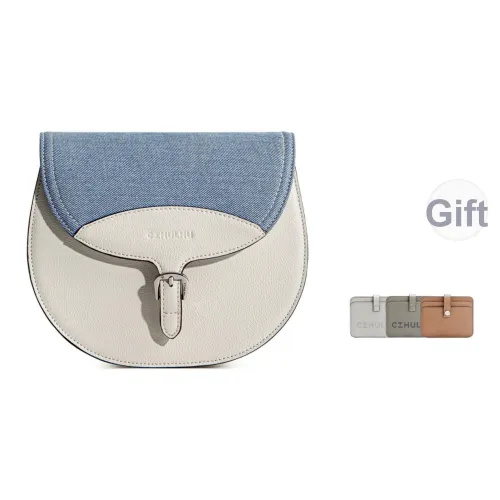 Cthulhu Коровья кожа Письмо Седло Сумка Сумки через плечо Средний Женские Коричневый Экрю Деним