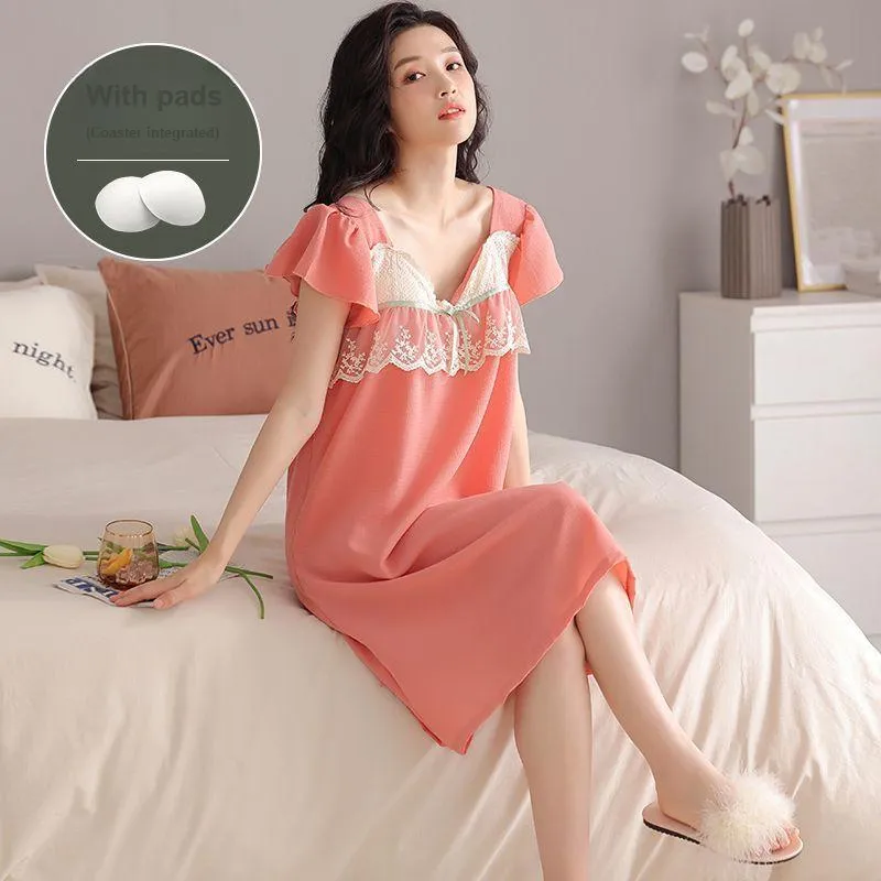 JINXU Nightgown Women's Orange Red-3