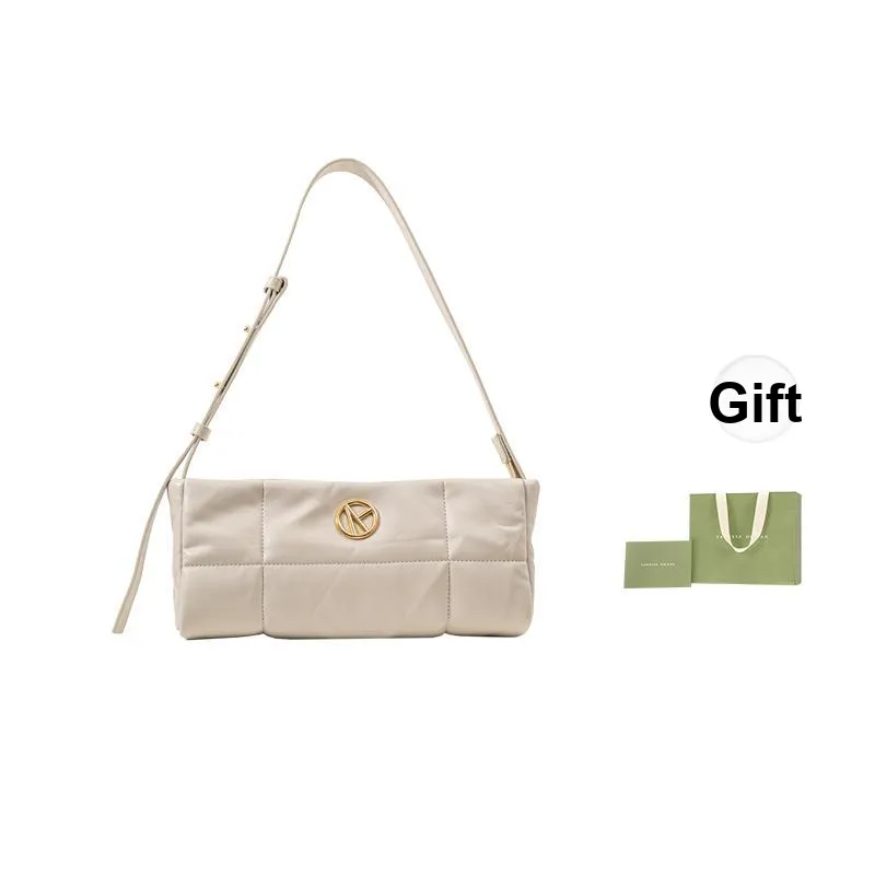 VANESSA HOGAN Cow Leather Oil Stick Bag, Shoulder Bag Women's White Birch Gray/Fruit Green/Fuchsia/Black