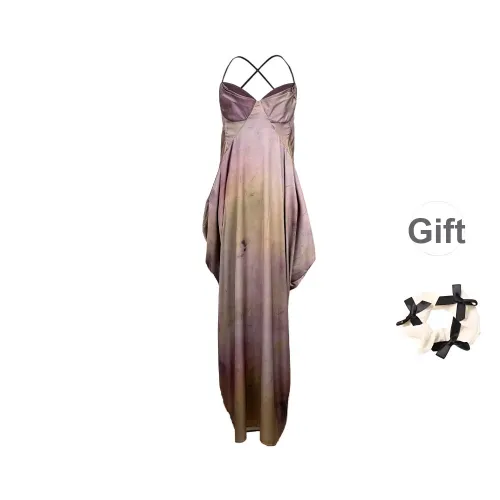 TURN UP Slip Dresses Women's Pink Purple+Bowknot Hair Tie Comes With