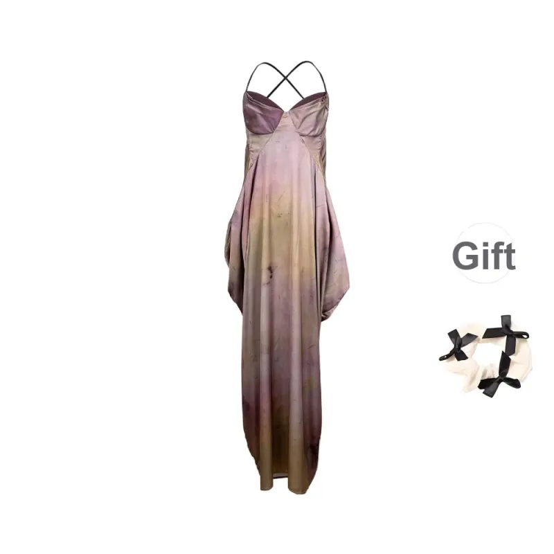 TURN UP Slip Dresses Women's Pink Purple+Bowknot Hair Tie Comes With-0