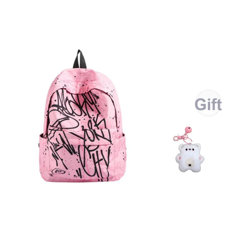 URBAN FOREST Nylon Backpack Unisex Blue/Gray/Pink-16