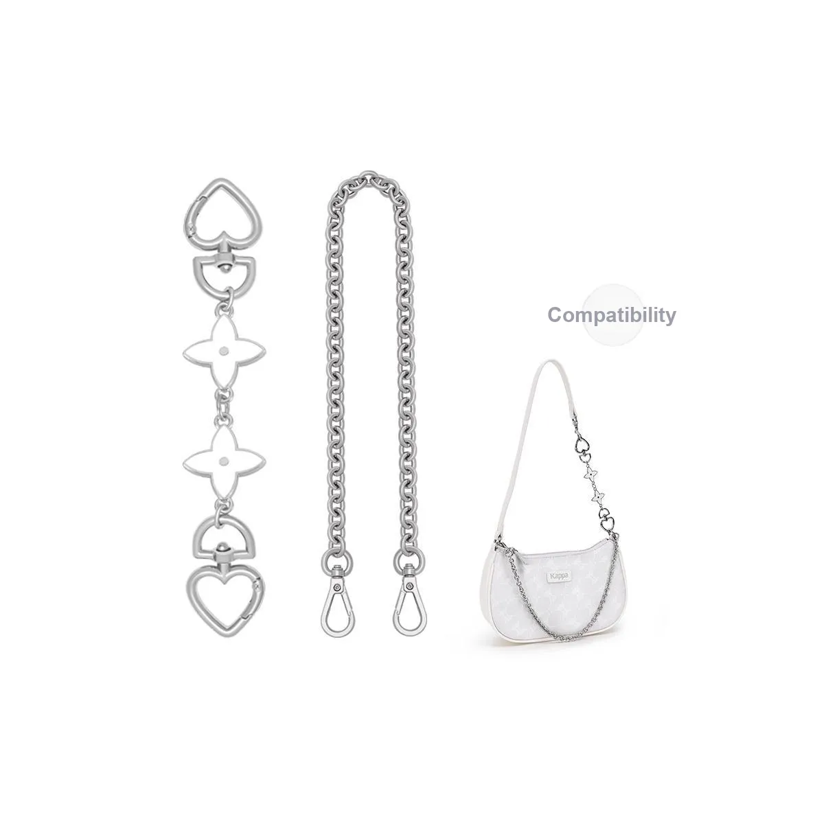 Lan Bao Fan Сплав Металл Сумка Аксессуар Сумка Ремень Унисекс Серебряный