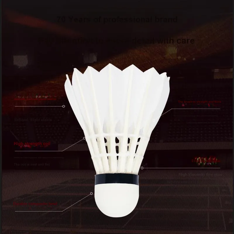DOUBLEFISH Goose Feather Shuttlecock 12 Pack Duck Feather Match Ball Shuttlecocks-1