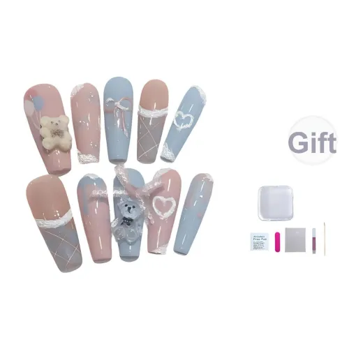 JIDUOMENG [Конфетный цвет Медвежонок] Ручной работы Свежий Конфетный цвет 3D-эффект Медвежонок Съемный False Nail