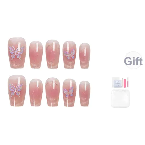 YUNYUEQIAO Французский Smile Кошачий глаз Butterfly Blush Soft Elegance Blush Gradient Mixed Pure Elegance False Nail