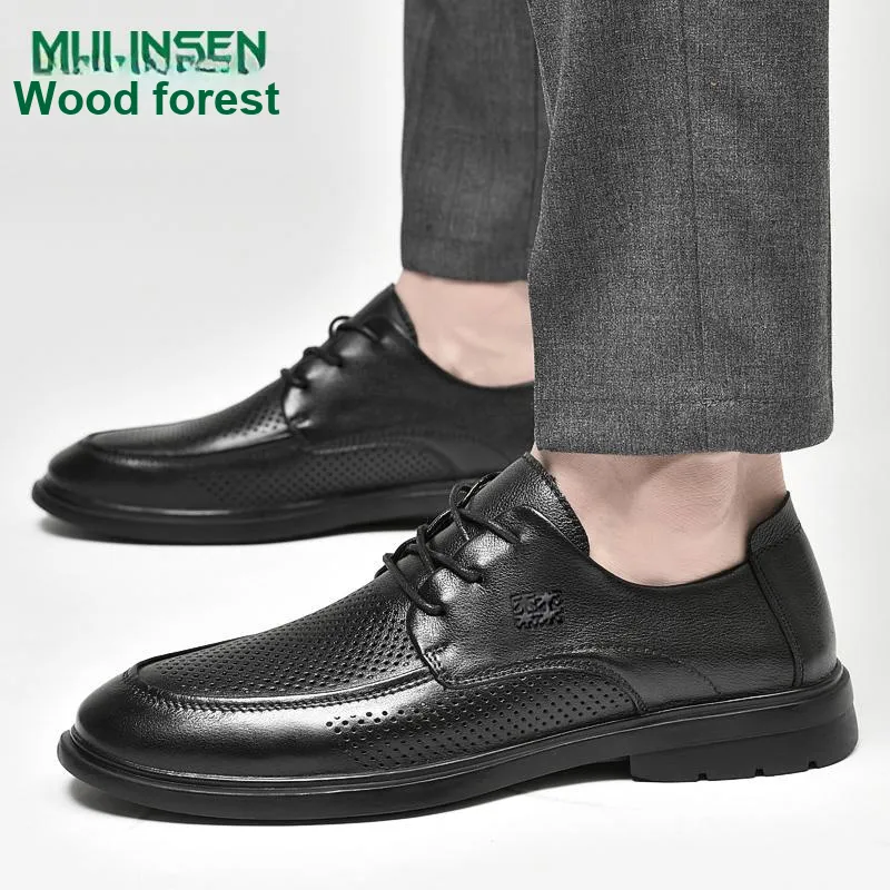 Mulinsen Men's Casual Shoes Men Low Top Black/Black Cut Out-11