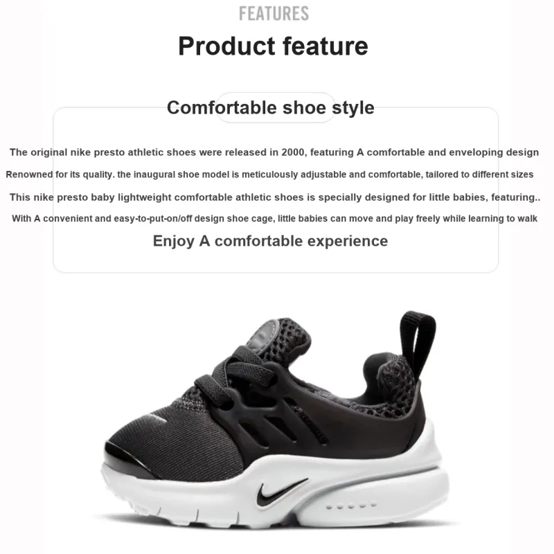 Nike Presto Low Top Toddler Shoes Black White Infant And Toddler-1