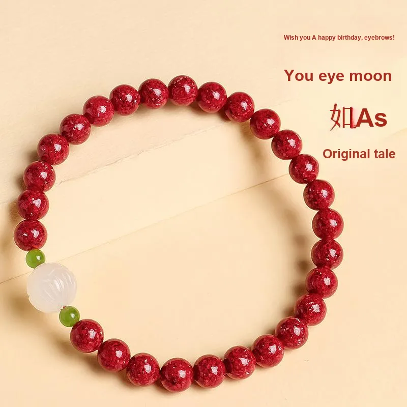 With The Heart Of The Jade Reconstructed Cinnabar Bracelets Women's-4