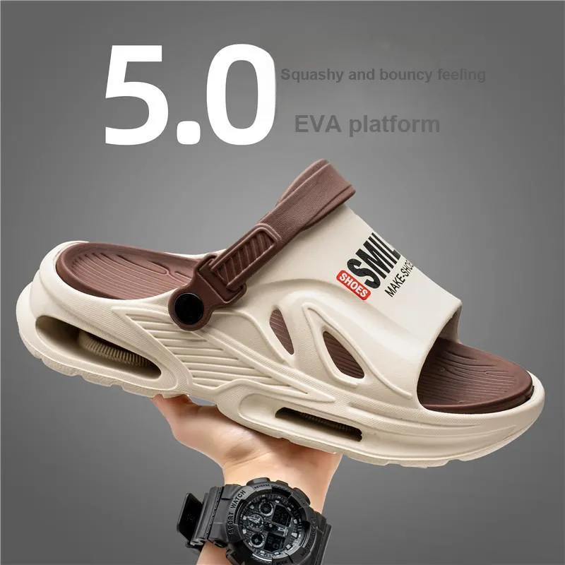 XMISTUO Teenagers Squashy And Bouncy Feeling Platform Slippers For Men's Summer Home Casual, Dual Purpose Slippers-6