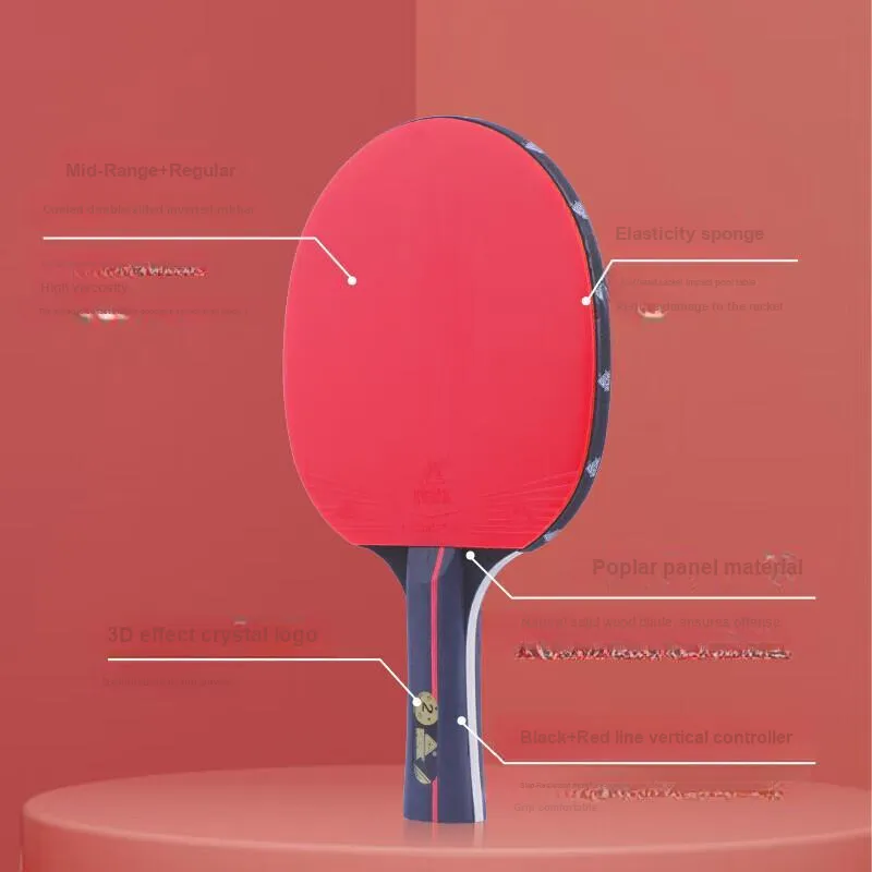 PEAK Ping Pong Paddles Unisex Seven Layer Solid Wood EVC Sponge Red-2