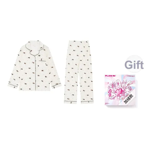 PLAN IN Cute Polka Dot Такса Women's Pajama Gift Sets
