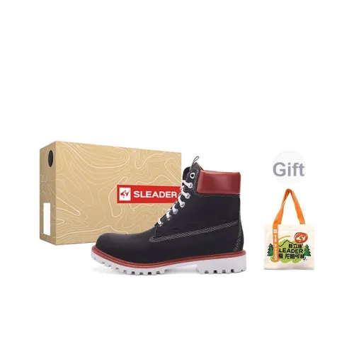 SLEADER Vintage Workwear Series Короткий MID Голень Мартин Boot Мужской Burgundy Темно-серый