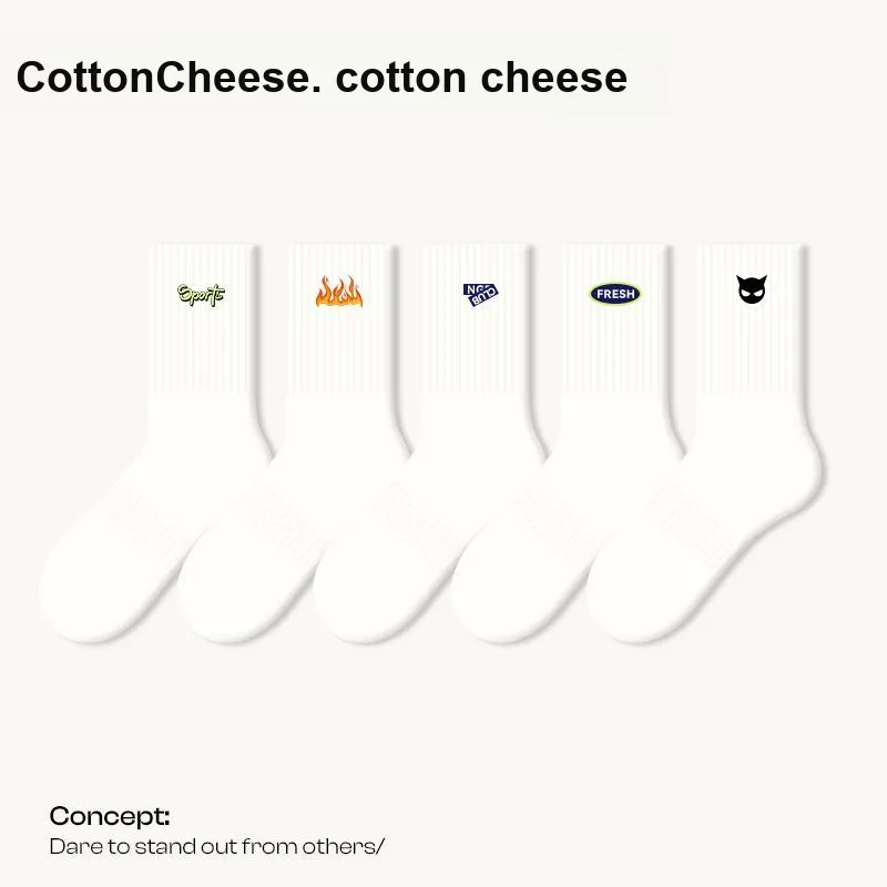 COTTON CHEESE Mid Calf Socks Men's 5 Pack-2