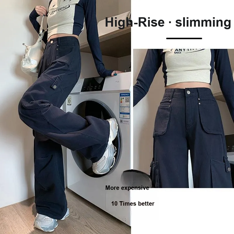 MPOX Loose Fit Jeans Women's Navy Blue-2
