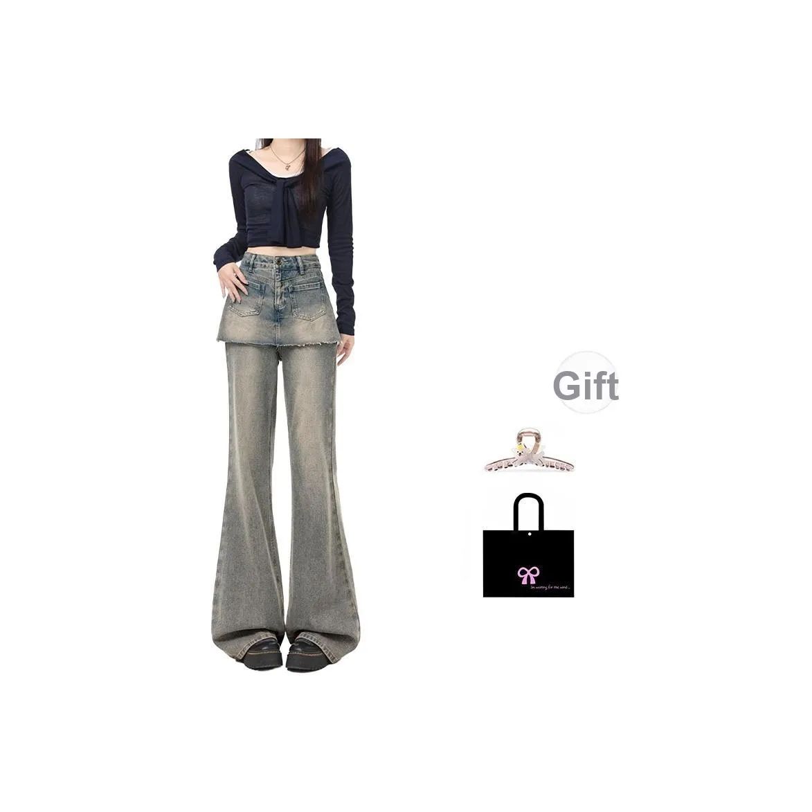 Aimilian Светло-вымытый цвет синий женские джинсы