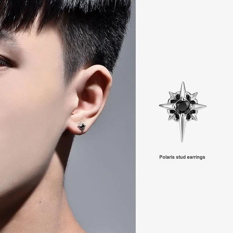 ERXI 925 Silver Needles Stud Earrings Unisex-1