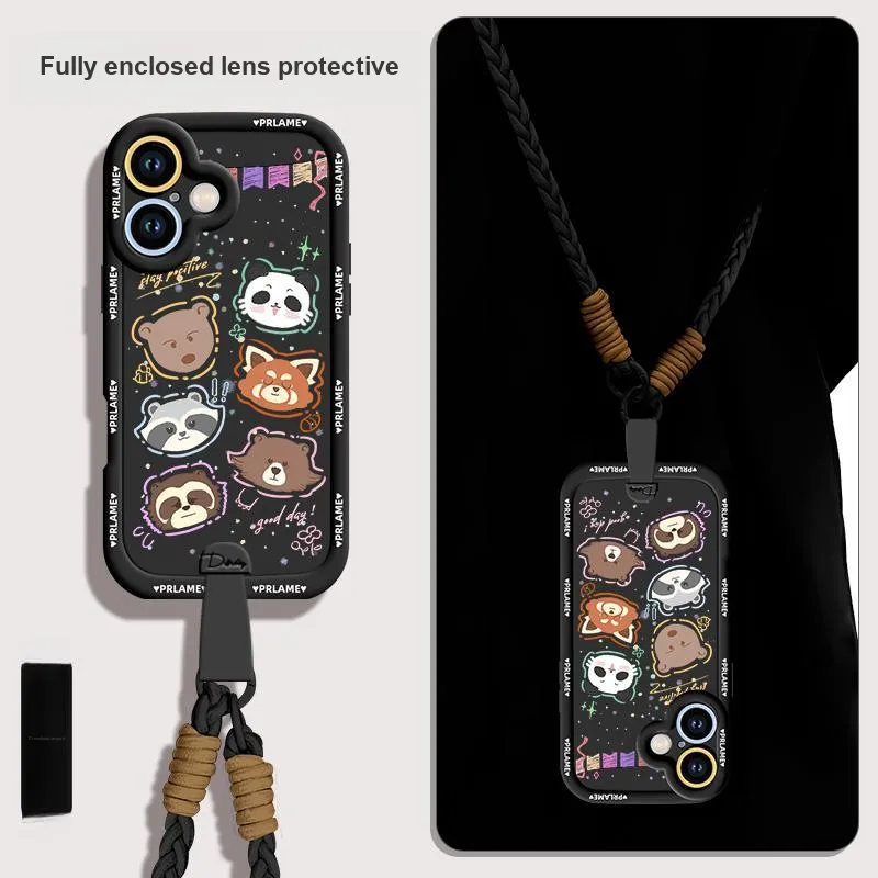 Sen Dog Silicone Material Cartoon With Lanyard Crossbody Phone Cases Compatible With Apple 16 Pro Max/Pro/Plus/15/14/13-5