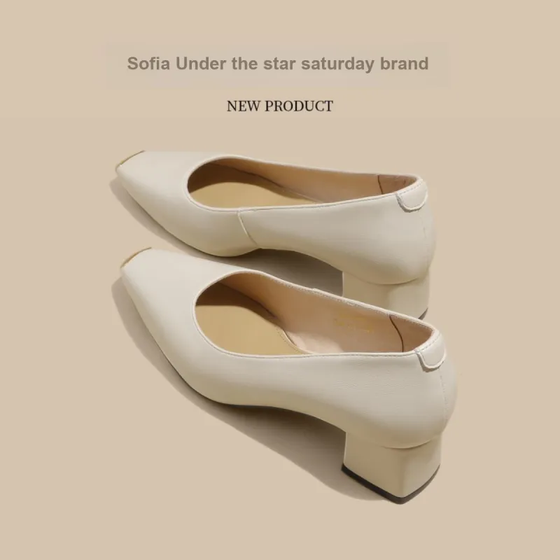 Safiya Casual Single Shoes 4.5cm Women's Beige-1