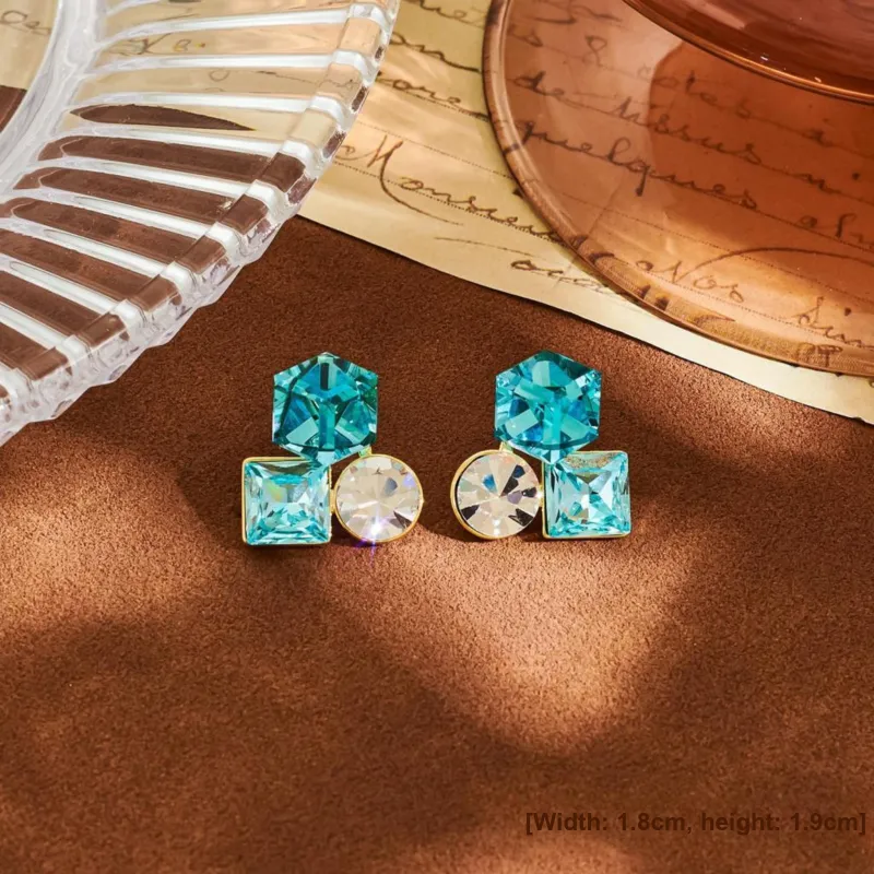 QIANFANGDAHUANGYE Zircon Stud Earrings Women's-2