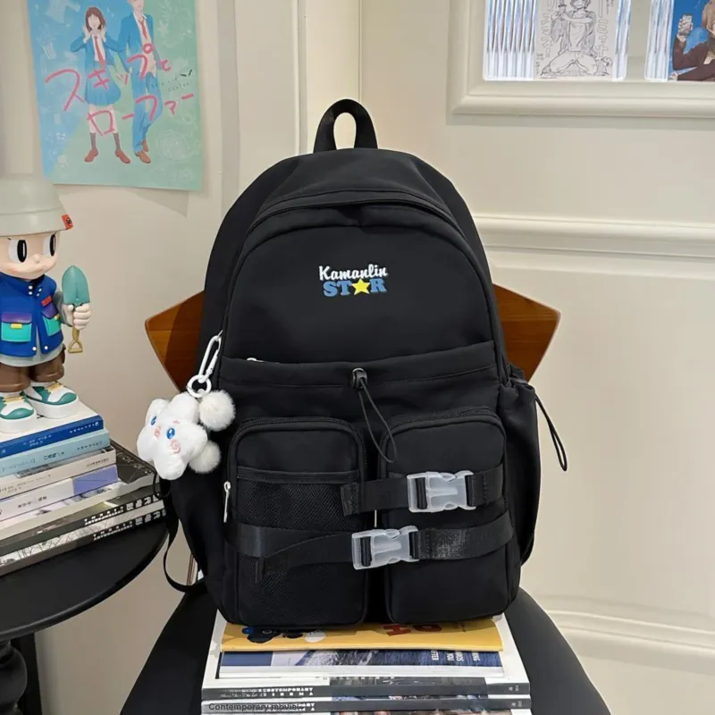 AIBAG Nylon Backpack Women's White/Black/Blue/Pink-11