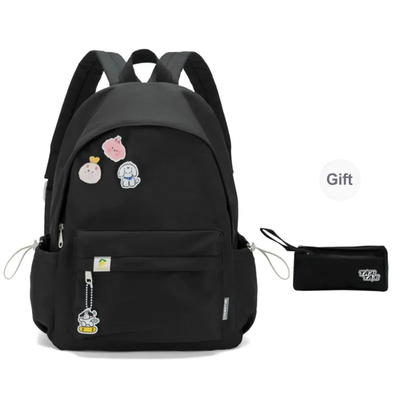 TAKI Nylon Student Commute Large Capacity Versatile Minimalist Style Backpack Unisex Pink/Green/Black/Purple/Custard-15