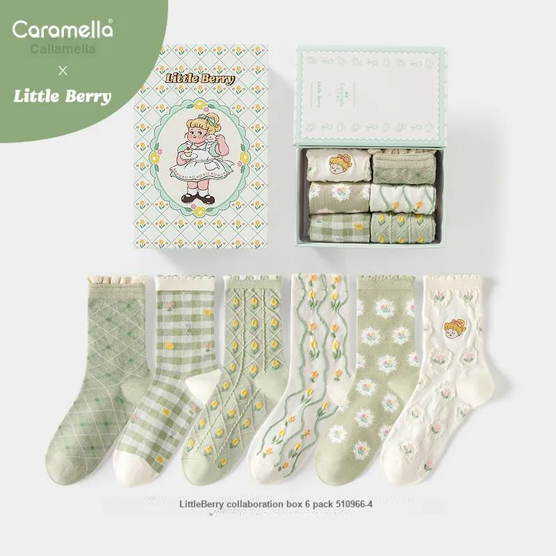 Caramella x Little Berry Mid Calf Socks Women's 6 Pack-1