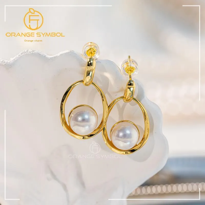ORANGE SYMBOL Freshwater Pearl Earrings Women's-1
