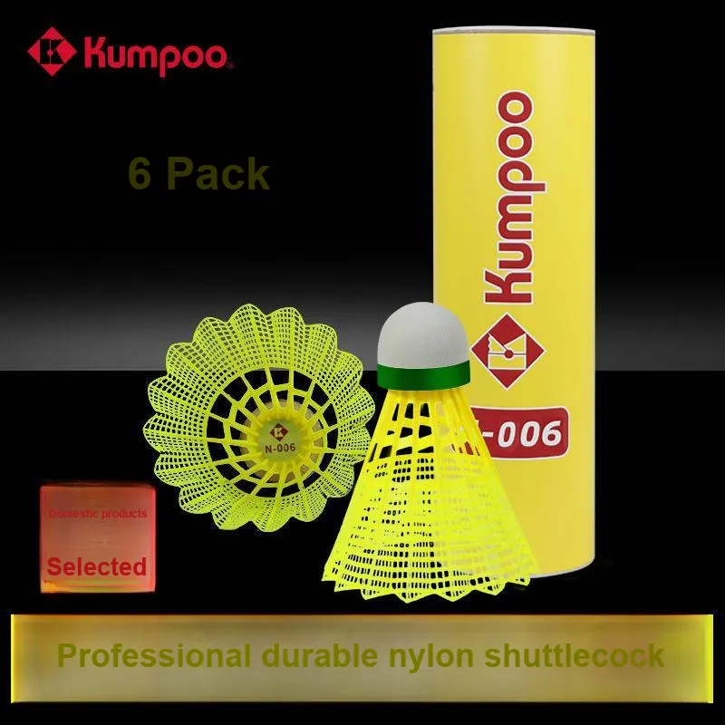 KUMPOO N006 Nylon Shuttlecock 6 Pack Nylon Competition Training Shuttlecocks-1