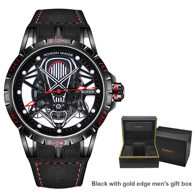 ROSDN Thunder Racing Collection Automatic Mechanical Movement Watch Men's Watches Black Dial G2713-8