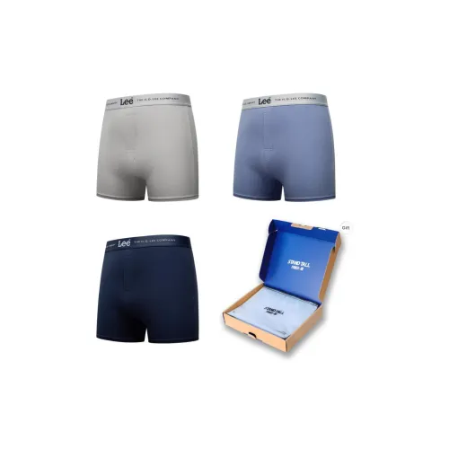 Lee совместный бренд Модель Коробка 3 упаковки Светло-серый + Светло-синий + Темно-синий Мужские боксеры