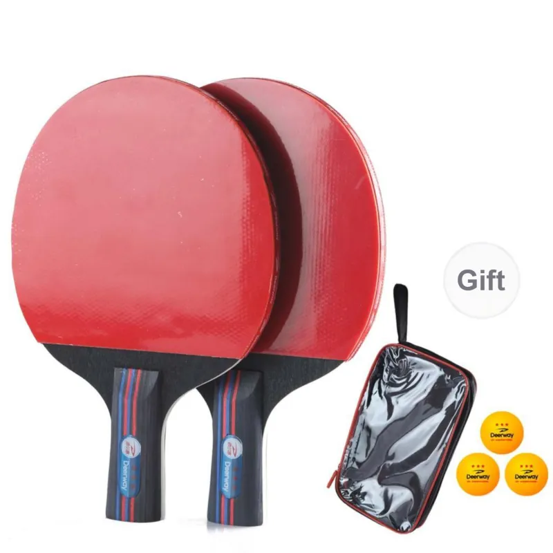 DEERWAY Ping Pong Paddles Unisex 5 Layer Poplar, Blade With Carbon Material Red Blue-5
