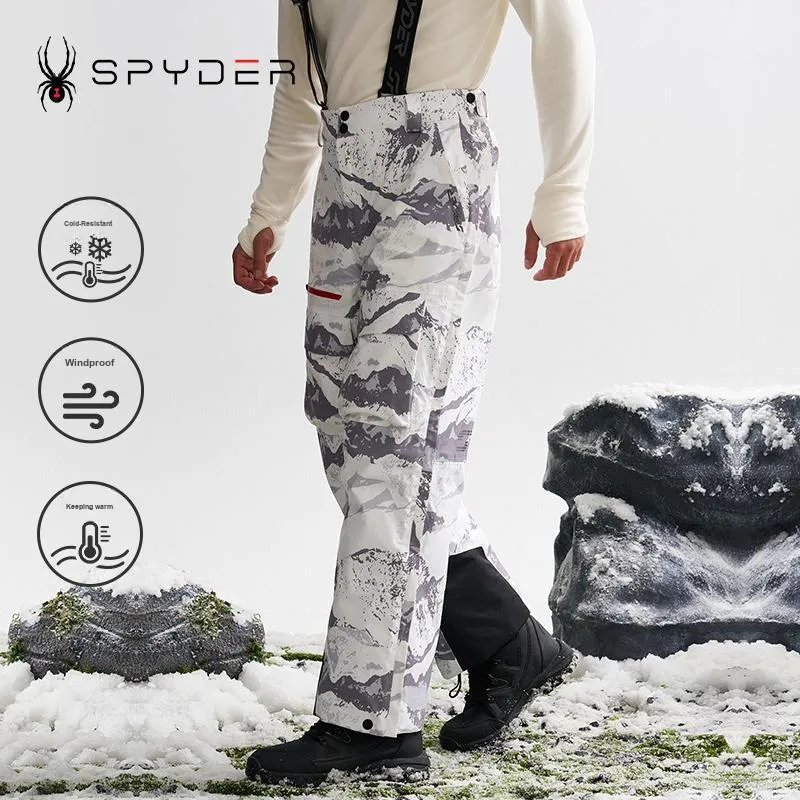 SPYDER Ski Pants Unisex White Snow Mountain Pattern-4