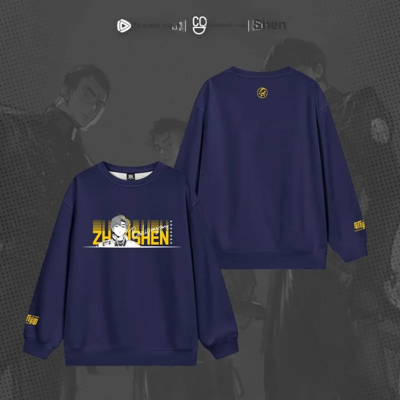 TENGXUNSHIPINCAOCHANGDI Crewneck Sweatshirt Unisex Navy Blue-2