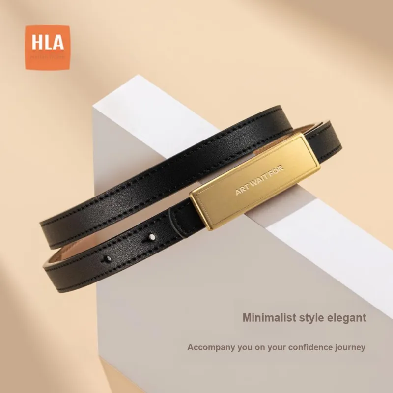 HLA Cow Leather Leather Belts Women's Width 1.45cm-4