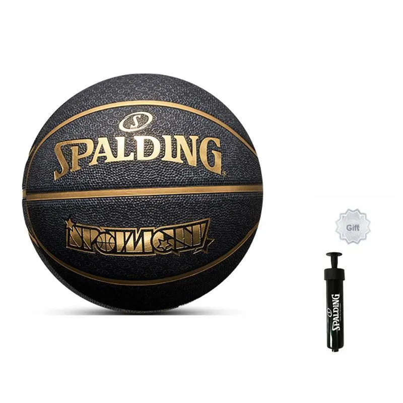 SPALDING Rubber Basketball Black Size 7 Ball Training-5