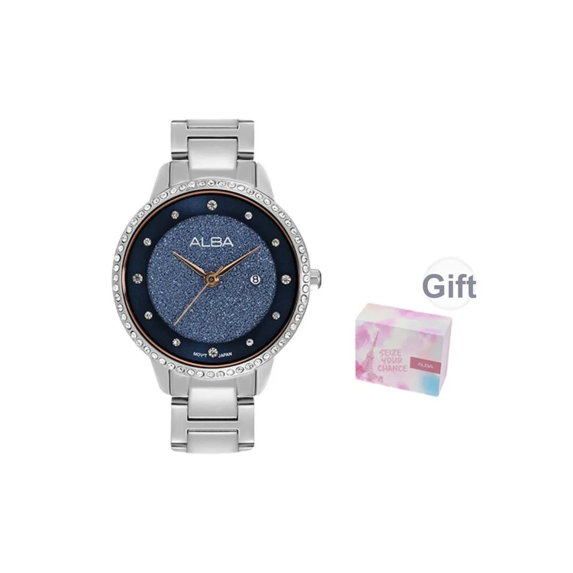 SEIKO ALBA Yaobei Collection Кварцевый механизм Нержавеющая сталь Ремешок Часы Женские Синий циферблат