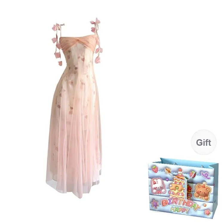 BRASS SCOUT Slip Dresses Women's Pink Apricot Shopping Bag-0