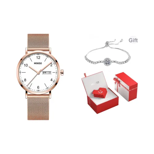 Miniso Кварцевый механизм ремешок из нержавеющей стали женские часы белый циферблат
