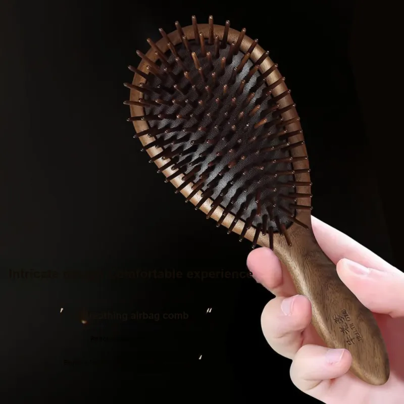 Cow Daddy Natural Material Walnut Wood Airbag Air Cushion Comb Scalp Meridian Detox-2