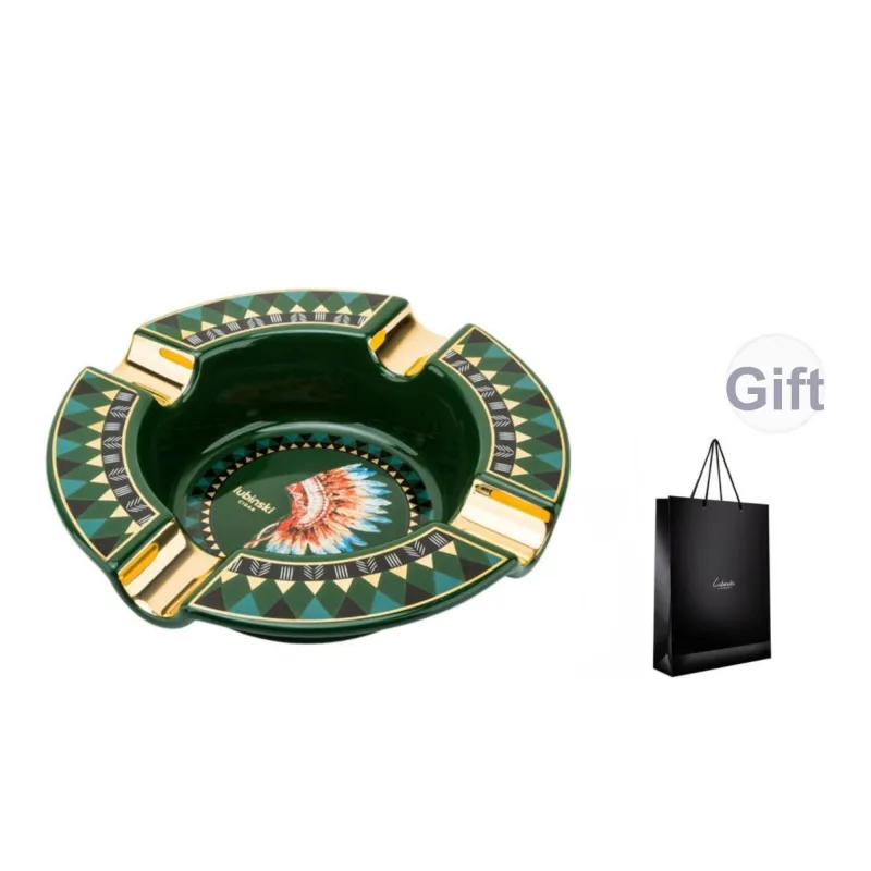 LUBINSKI Ceramic Ashtrays Black/Green-6